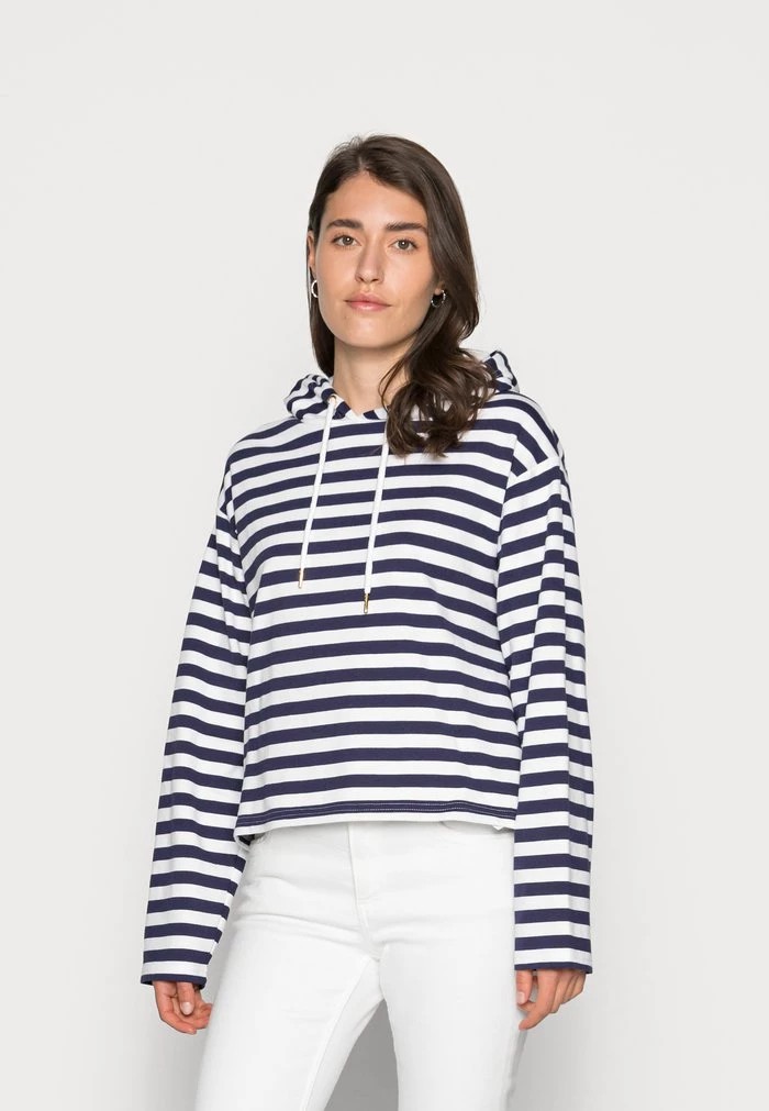 Pulls De Golf ANNA FIELD Anna Field Striped Loose Fit Hoodie Bleu Marine Femme | CIA-9942718